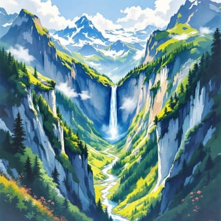 Lauterbrunnen Valley Watercolor Poster