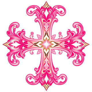 Symmetrical Pink Fantasy Cross Design