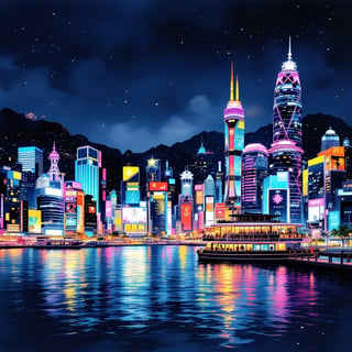 Vibrant Hong Kong Travel Poster