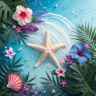 Elegant Starfish with Tropical Botanicals