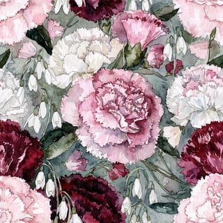 January Birth Month Floral Pattern