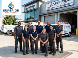 HVAC Staff Posing with Logo