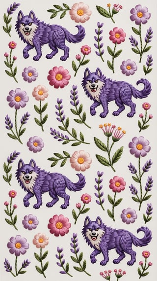 Pastel Werewolves Embroidery Pattern