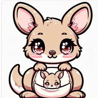 Kawaii Kangaroo with Joey PNG