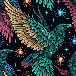 Luminous Raven Wings in Jewel Tones