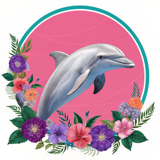 Neon Bottlenose Dolphin Vector Art