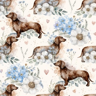 Watercolor Dog Memorial Repeat Pattern