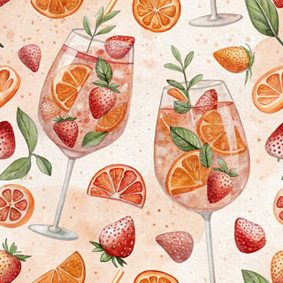 Watercolor Cocktail Pattern