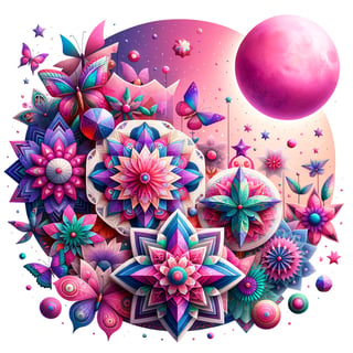 3D Colorful Mandala Butterflies