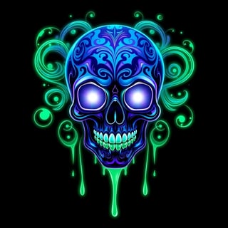 Symmetrical Glowing Fantasy Skull Art