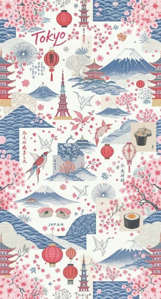 Vintage Tokyo Collage Wrapping Paper