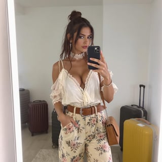 Boho-Western Chic Woman Mirror Selfie