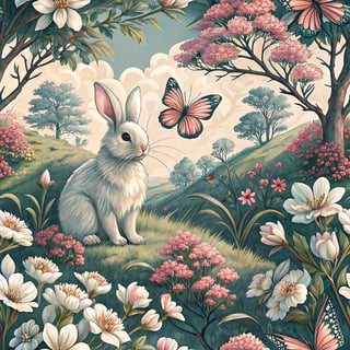 Ultra-Detailed Rabbit and Butterfly Pattern