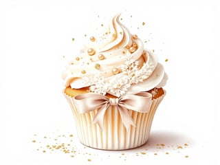 Elegant Ivory Cupcake with Floral Lace