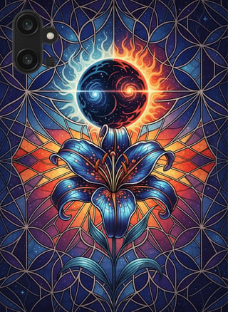Stained-Glass Stargazer Lily Wallpaper