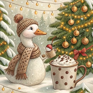 Hand-drawn Holiday Goose Illustration