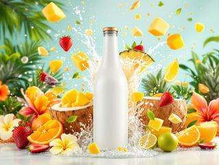 Tropical Product Shot with White Bottles