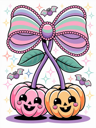 Pastel Candy-Pumpkin Halloween Illustration
