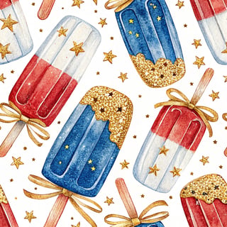 Glossy Red White Blue Popsicle Pattern