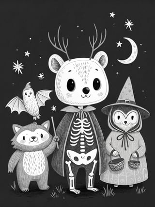 Baby Woodland Animals in Halloween Costumes