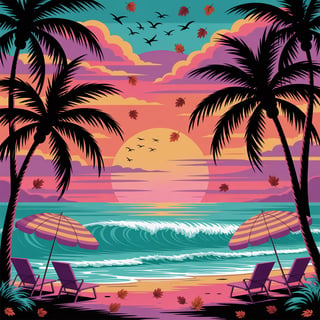 1980s Florida Beach Sunset Pattern