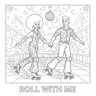 Black Couple Roller Skating Line Art
