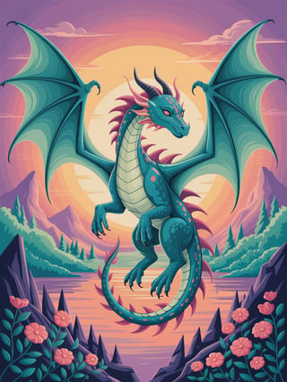 Teal and Purple Dragon Illustration