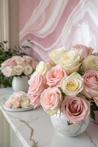 Elegant Pink and White Tea Roses
