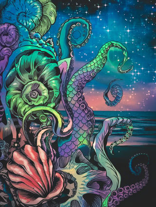 Colorful Seashell Tattoo Collage