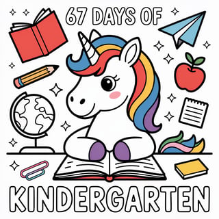 Colorful Cartoon Unicorn for Kindergarten