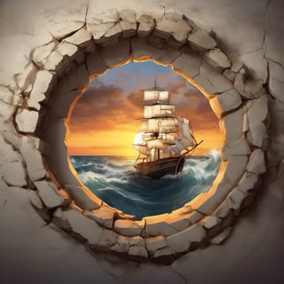 3D Cartoon Sailing Ship Artwork
