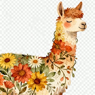 Boho Floral Llama Illustration
