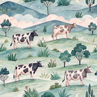 Watercolor Farm Animal Pattern