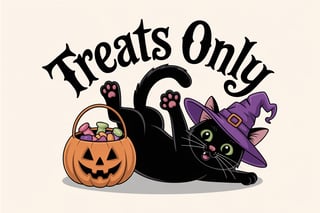 Cute Halloween Black Cat Scene