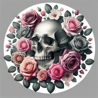 Skull with Pink Roses Artwork