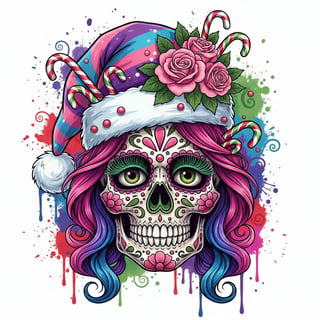Day of the Dead Christmas Sugar Skull Art