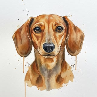 Watercolor Dachshund Portrait
