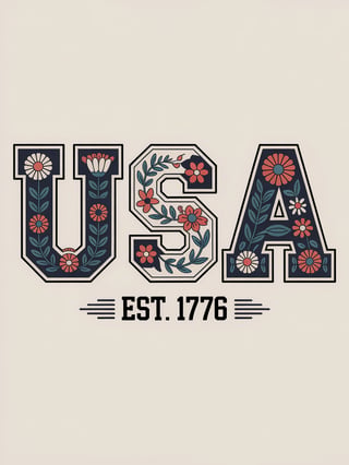 USA Patriotic Floral T-Shirt Design