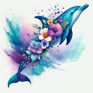 Stylized Floral Dolphin Illustration