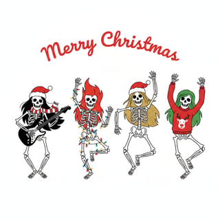 Festive Dancing Skeletons Illustration
