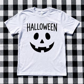 White Halloween T-Shirt with Jack-o'-Lantern Design