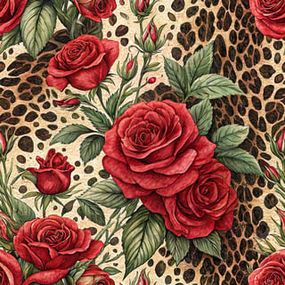 Bold Leopard Print with Red Roses