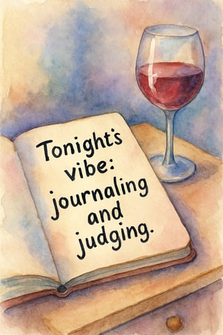 Watercolor Journal and Wine Scene