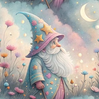 Charming Gnome with Celestial Wizard Hat