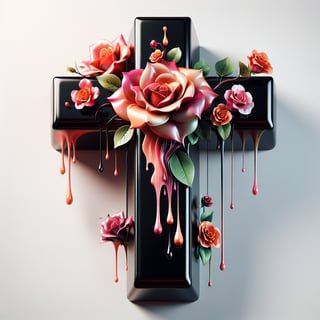 Vibrant Cross with Roses Illustration