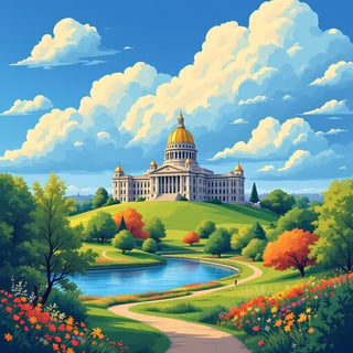 Iowa City Travel Poster Illustration