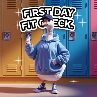 Goose Influencer Outfit by School Lockers
