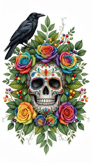 Day of the Dead Floral Sugar Skull
