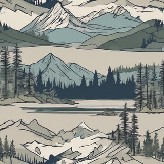 Hand-Drawn Glacier National Park Sketch
