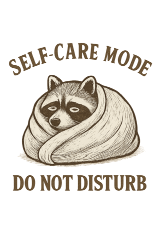 Vintage Raccoon Self-Care T-Shirt Design